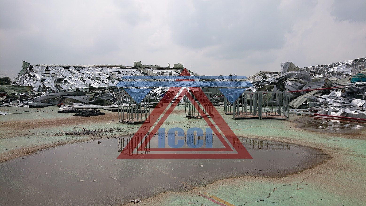 kiểm định chất lượng công trình sau sự cố lốc xoáy làm sập nhà xưởng HanSae 